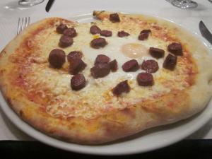 La Tavola -- fried egg and merguez sausage pizza. 